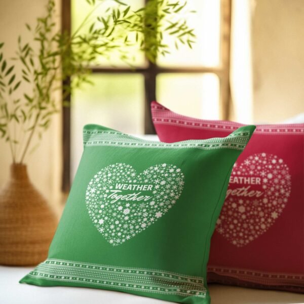Weather Together - 14" Green Pillow